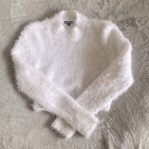 cute soft white long sleeve crop top.